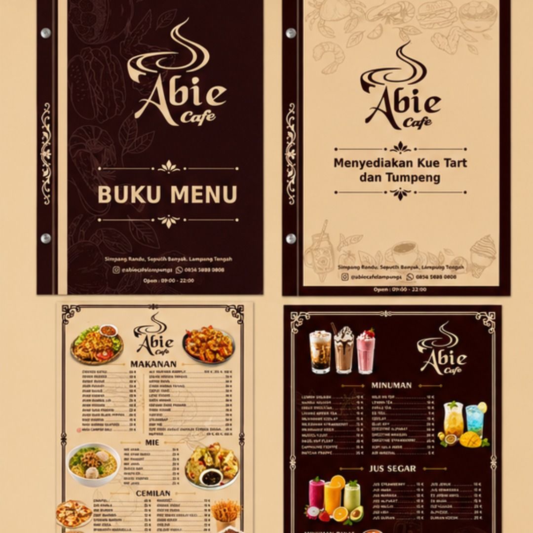 Desain Buku Menu Cafe Model Baud Abie Cafe — Desain 2D