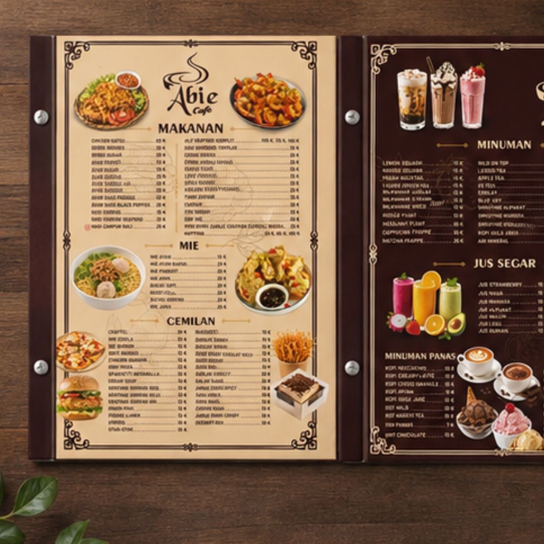Desain Buku Menu Cafe Model Baud Abie Cafe — Mockup