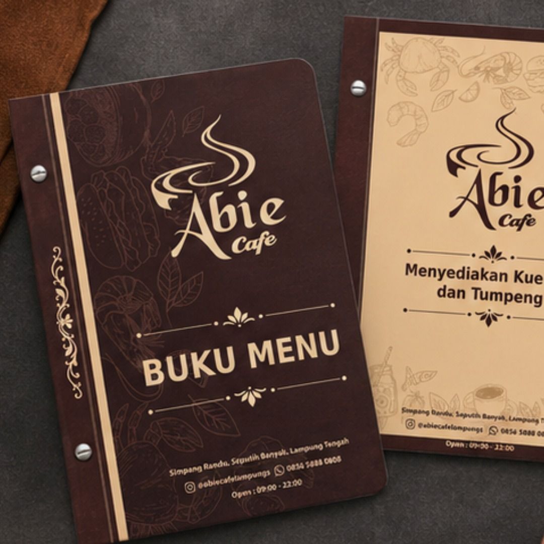 Desain Buku Menu Cafe Model Baud Abie Cafe — Mockup