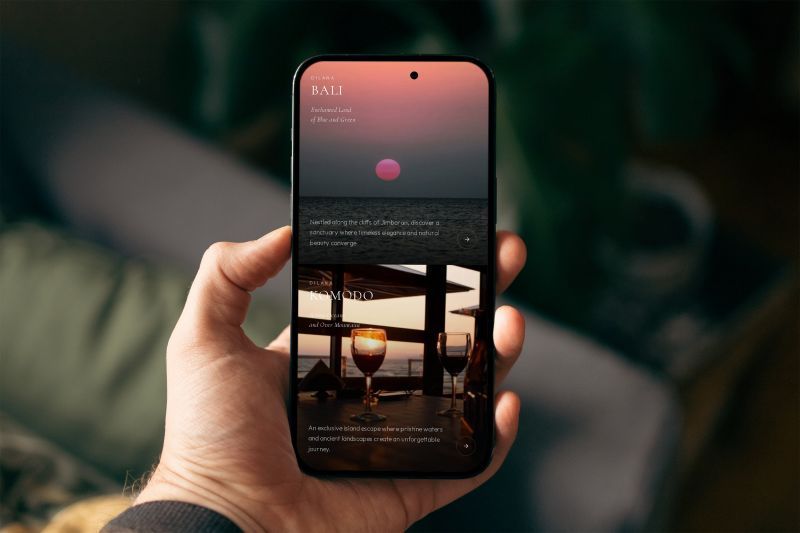Mockup mobile halaman destinasi Dilana