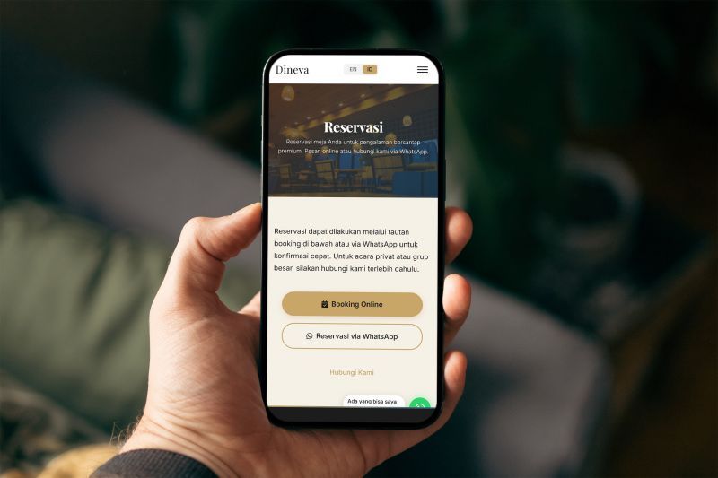 Mockup mobile fitur reservasi Dineva