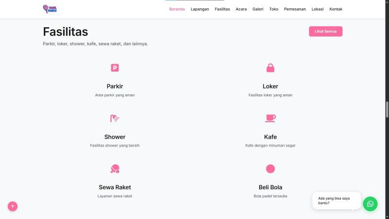 Fasilitas lapangan padel