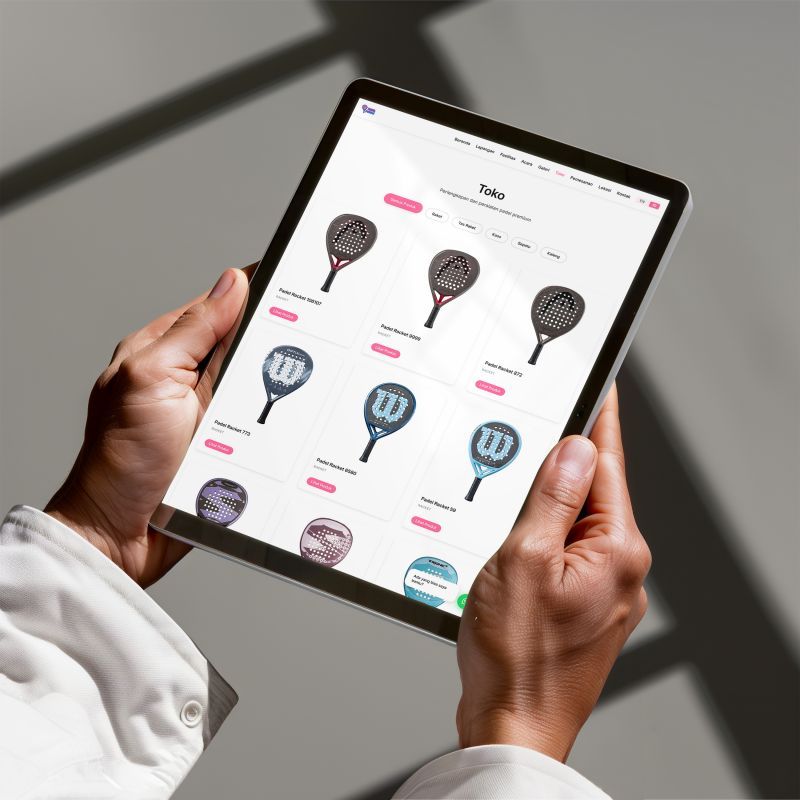 Halaman toko perlengkapan padel
