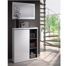 VXL Mueble zapatero blanco 3 compartimentos con espejo 63x17x102,5 cm —  Bañoidea