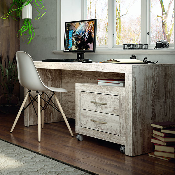 Escritorio Home Office 150 cm 2 cajones 1 cajonera Industrial madera –