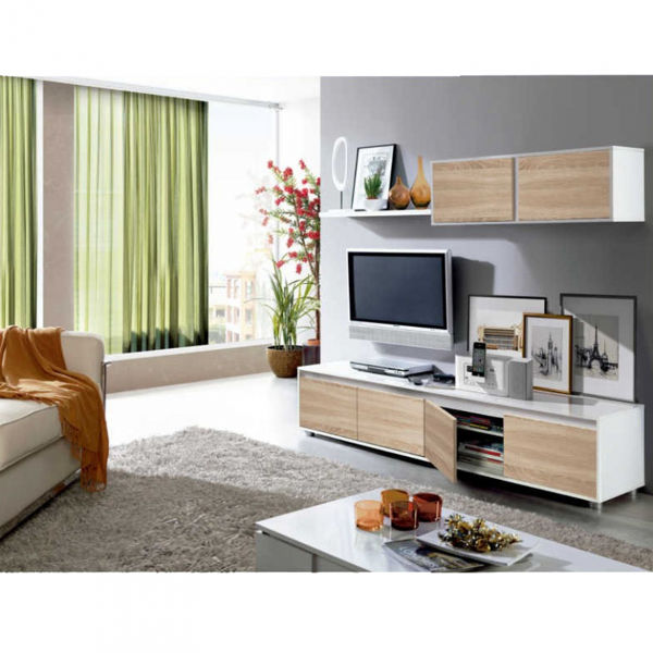 Mueble Salón Alida Roble Canadian y Blanco 