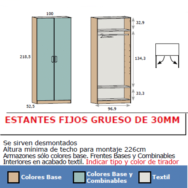 Armario 2 puertas Lider altura 238,5 cm 