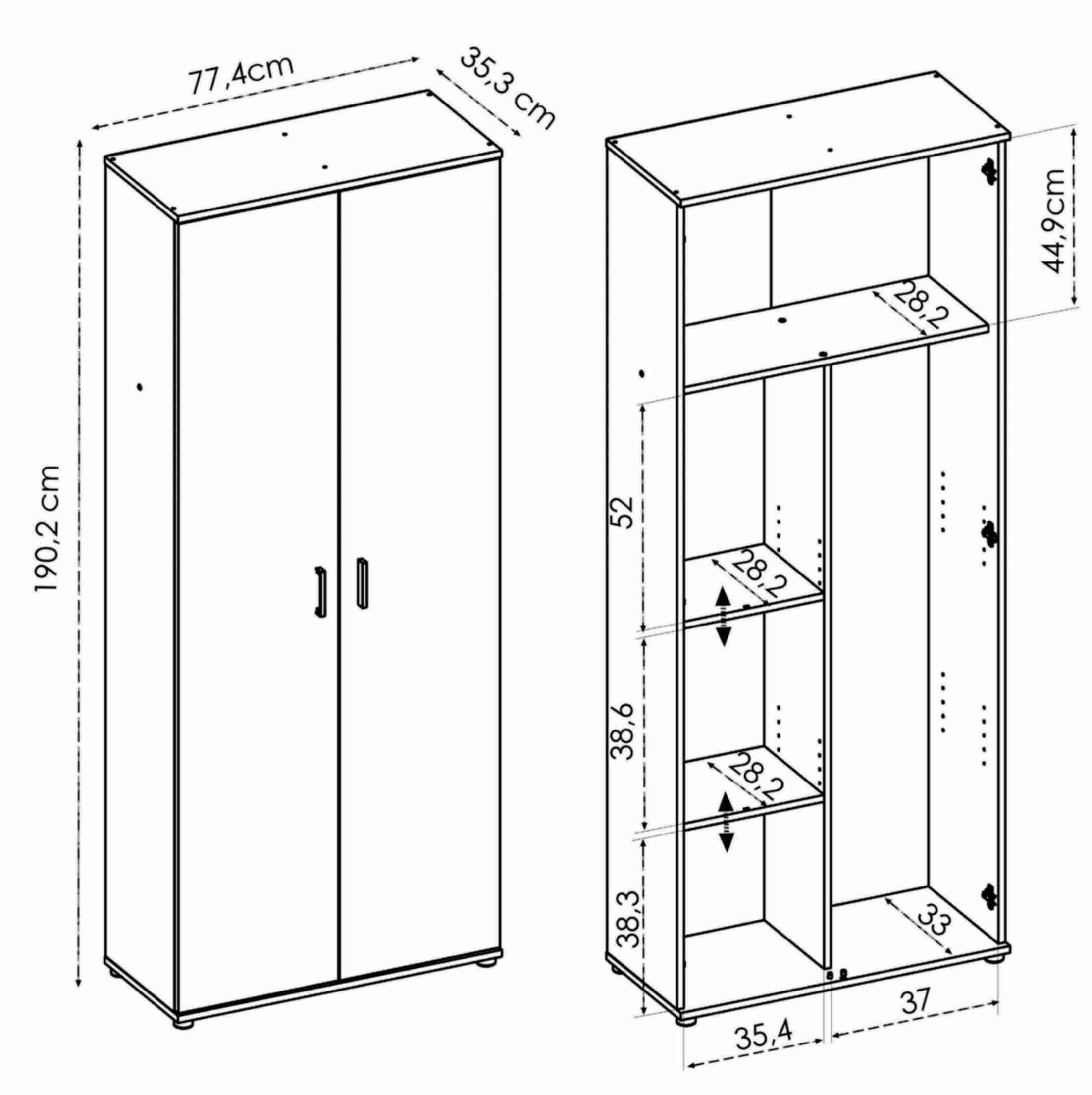 Armario multiusos columna 1 puerta blanco y cemento