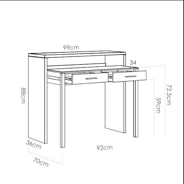 Mesa de escritorio extensible Seven - Blanco Brillo - Venca - MKP000202594