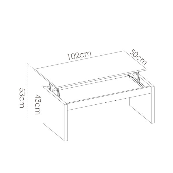 Mesa centro elevable Side acabado blanco brillo 