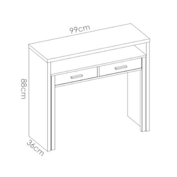 Consola escritorio extensible SEVEN blanco brillo 