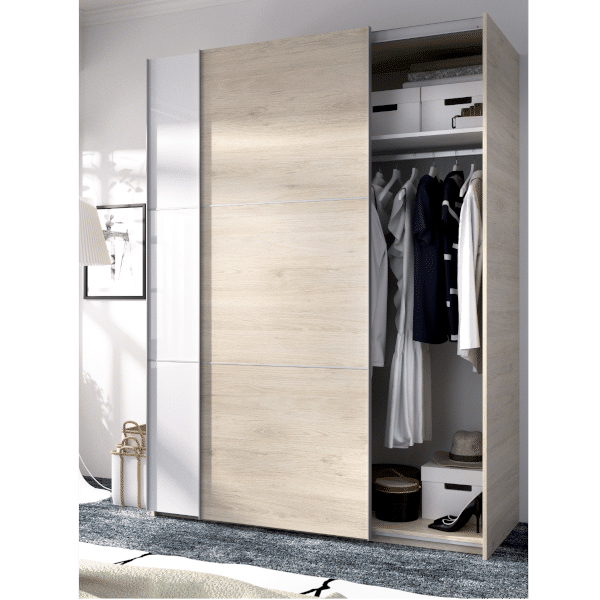 DECOR NATUR-Armario DE Puertas CORREDERAS Modelo Slide Color Blanco  Brillo-Medidas: Ancho: 180 cm Alto: 204 cm Fondo: 65 cm : : Hogar  y cocina