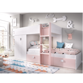 Cama tren Tom blanco y grafito 150x244x112 cm