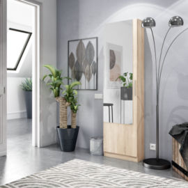 Pack baño roble Alaska mueble, espejo y columna (Incluye Lavabo y