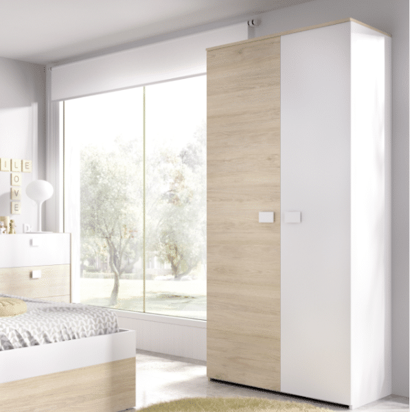 Cama compacta con escritorio Kric acabado blanco-natural 