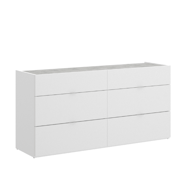 Cajonera alta seis cajones Cemento Blanco 70x41x h112 cm