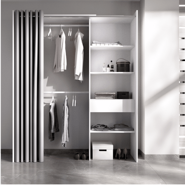 Armario vestidor abierto Modelo COMBI blanco con 1 cajón de 138x180x40cm  box C