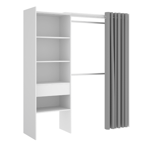 Armario vestidor abierto Modelo COMBI blanco con 1 cajón de 138x180x40cm  box C