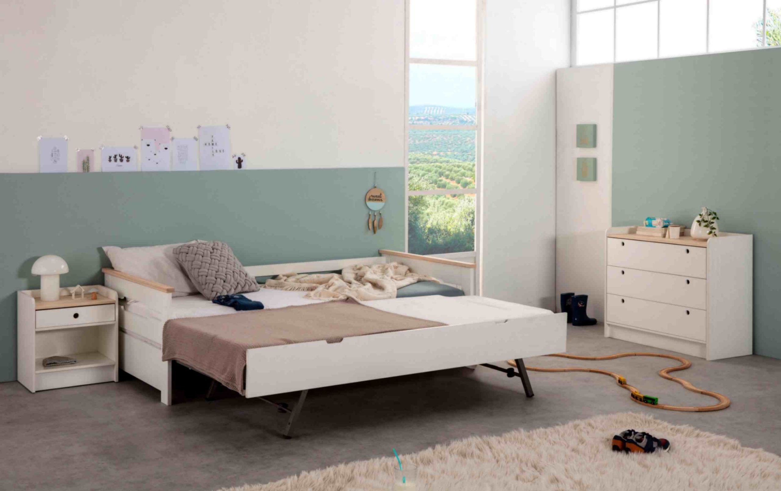 CAMA NIDO MODELO ELI 90X190 BLANCO / NATURAL