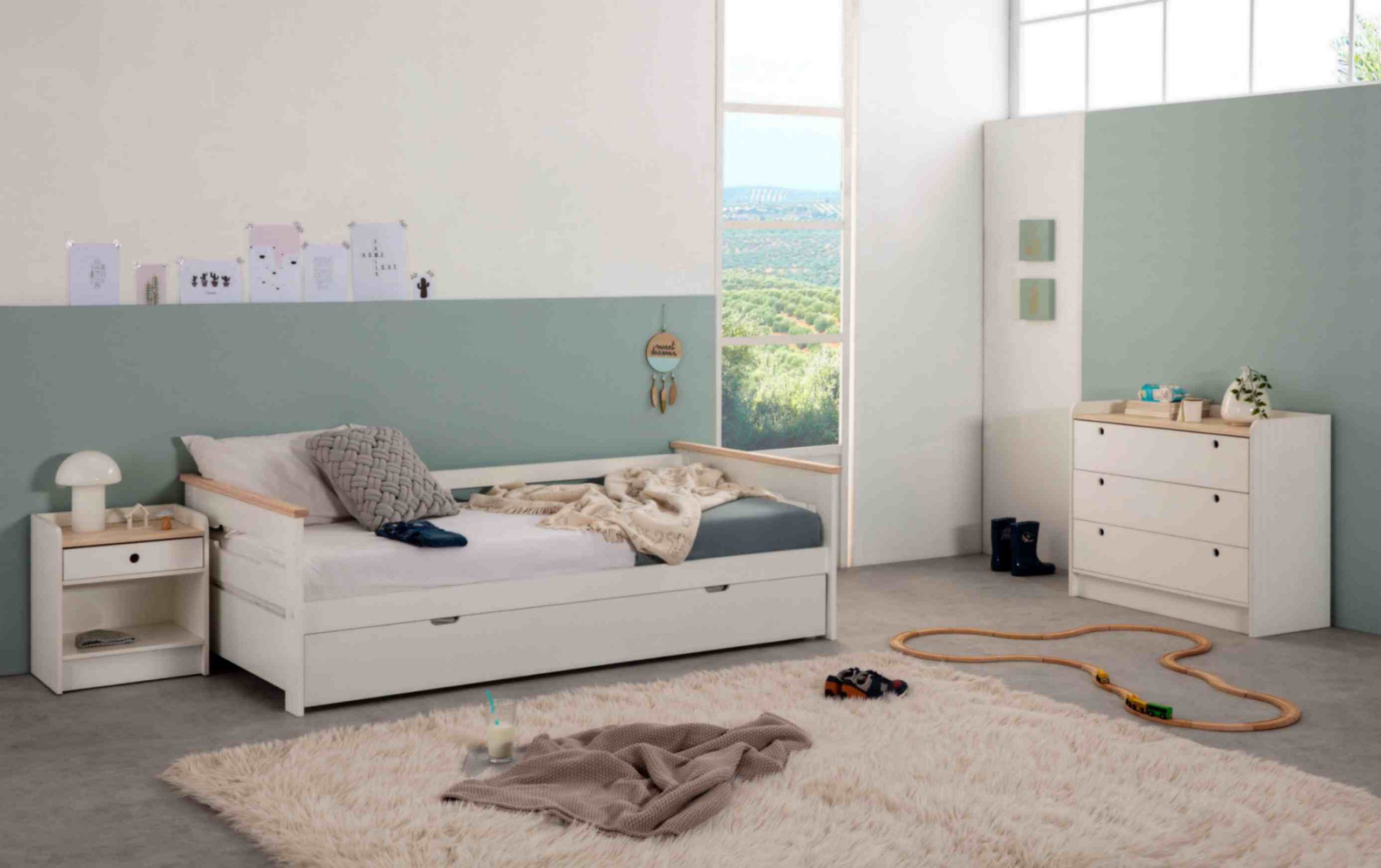 CAMA NIDO MODELO ELI 90X190 BLANCO / NATURAL