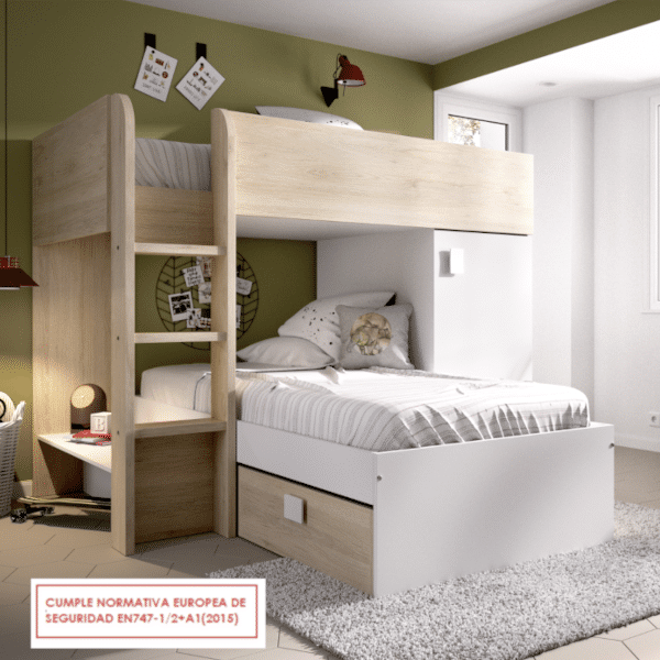 Dormitorio tren reversible CONVER ELIGE EL COLOR BLANCO Y GRAFITO