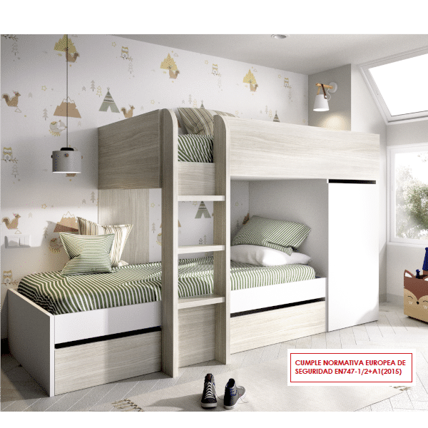 Dormitorio tren reversible CONVER ELIGE EL COLOR BLANCO Y GRAFITO