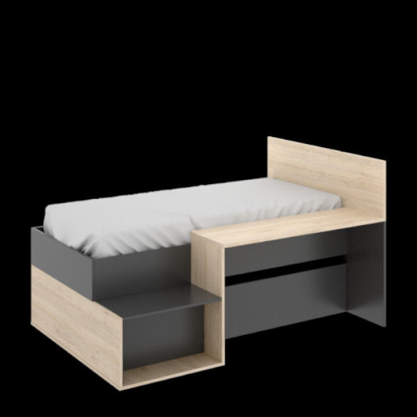 Cama compacta natural/grafito con almacenaje (34642)