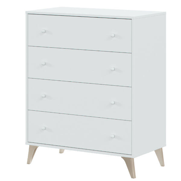 Arco Draw cajonera cómoda diseño dormitorio 4 cajones blanco brillante