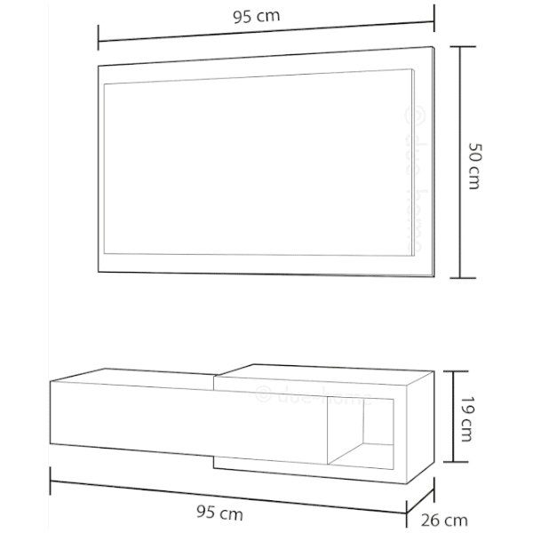 Mueble recibidor Noon con espejo blanco Artik roble alaska