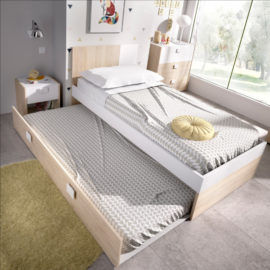 KP 202  Habitación Dormitorio infantil modular de madera con armario  puente con cama extraíble By Moretti Compact