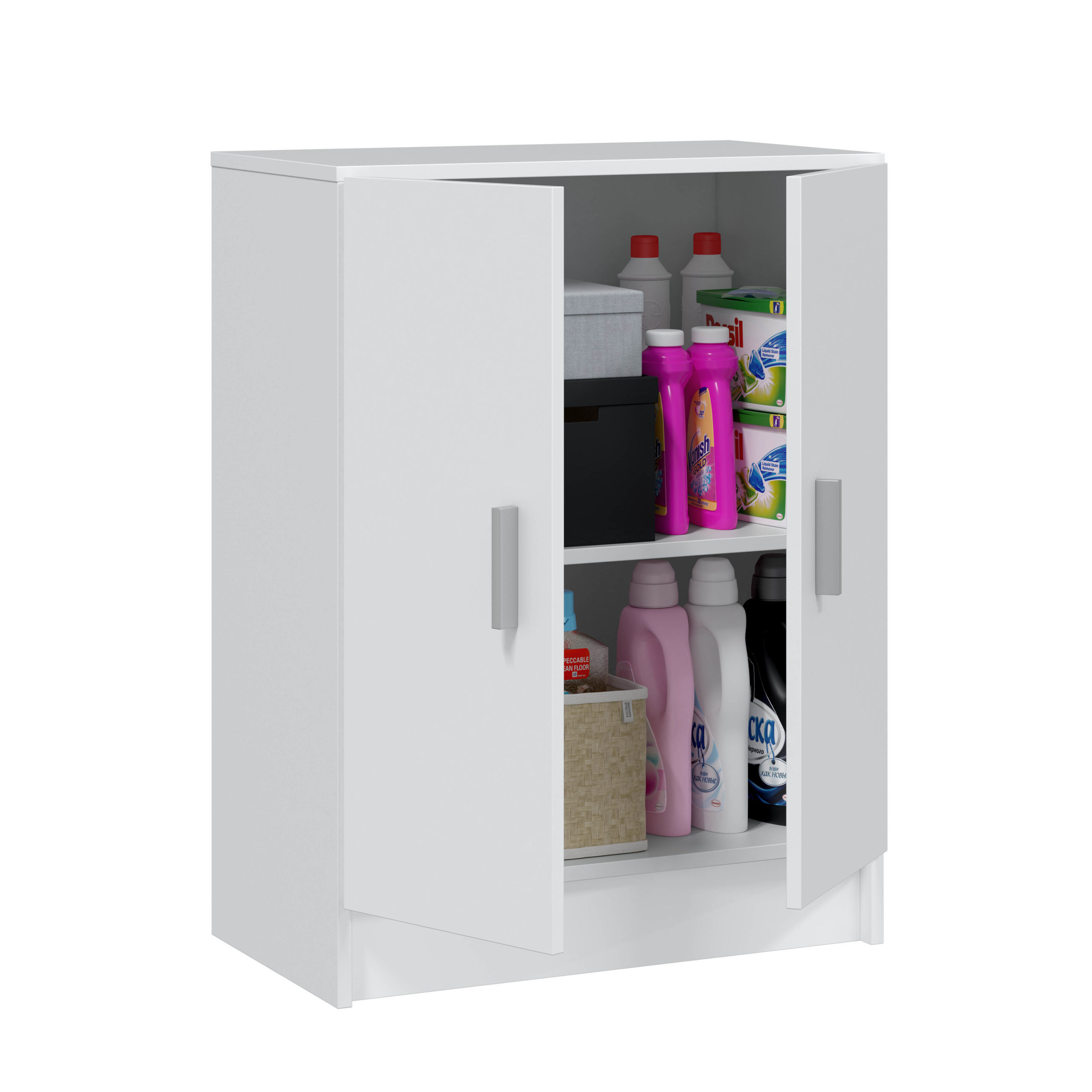 Armario Bajo Fit 2 Puertas 2 Estantes Blanco 83,8x60,9x35 Cm con