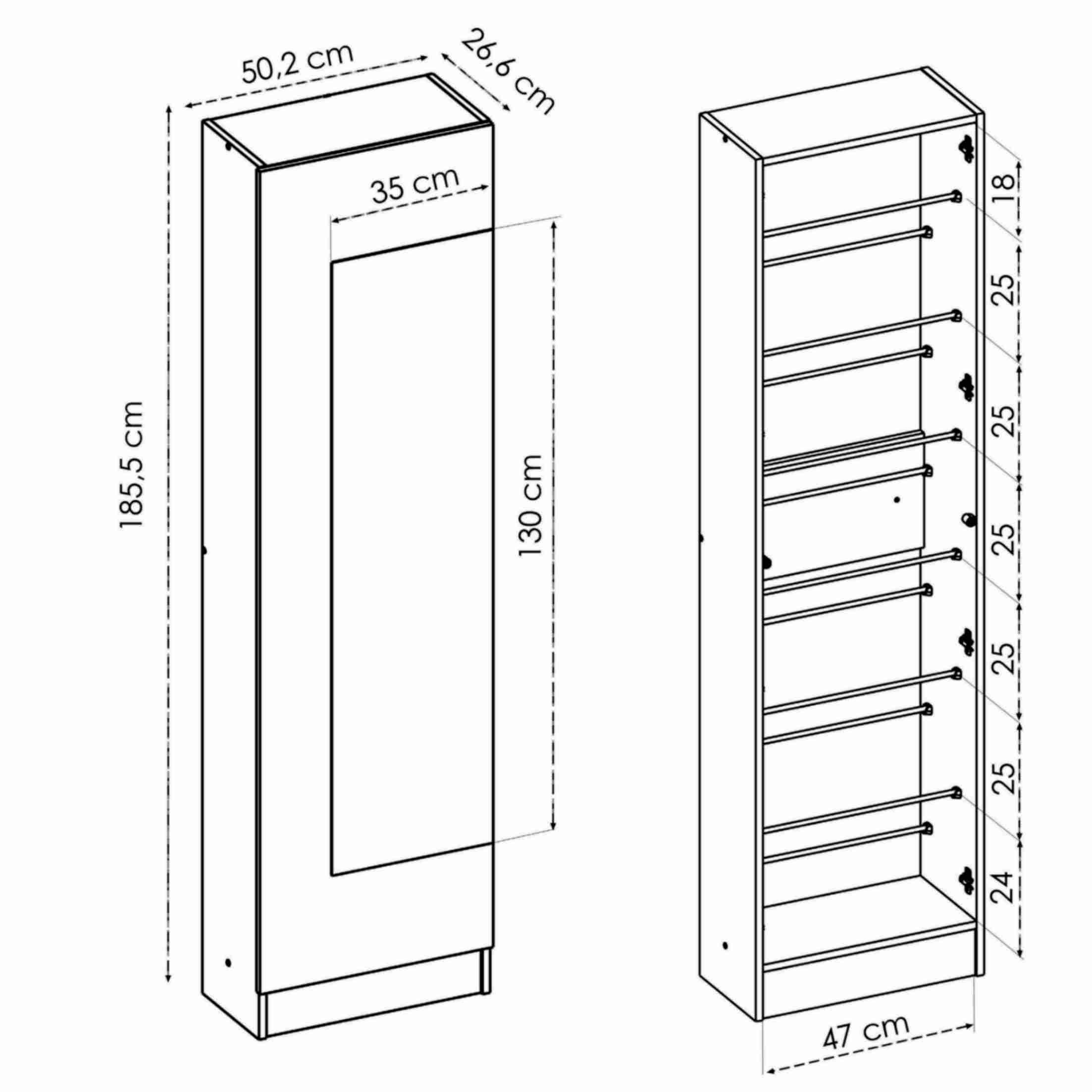 mueble zapatero vertical con espejo