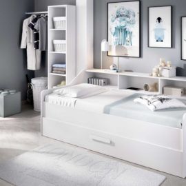 Cama tren para niño color natural detalles en blanco - Hermógenes