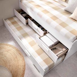 Cama tren Tom blanco natural con cama nido 