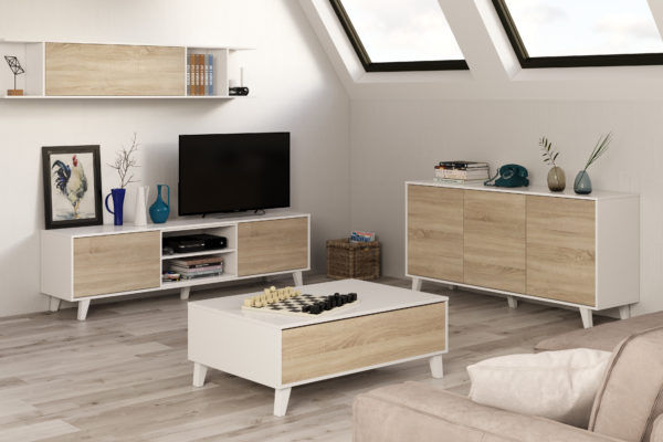 Mueble Bajo TV 133cm Lak Nordic y Grafito.