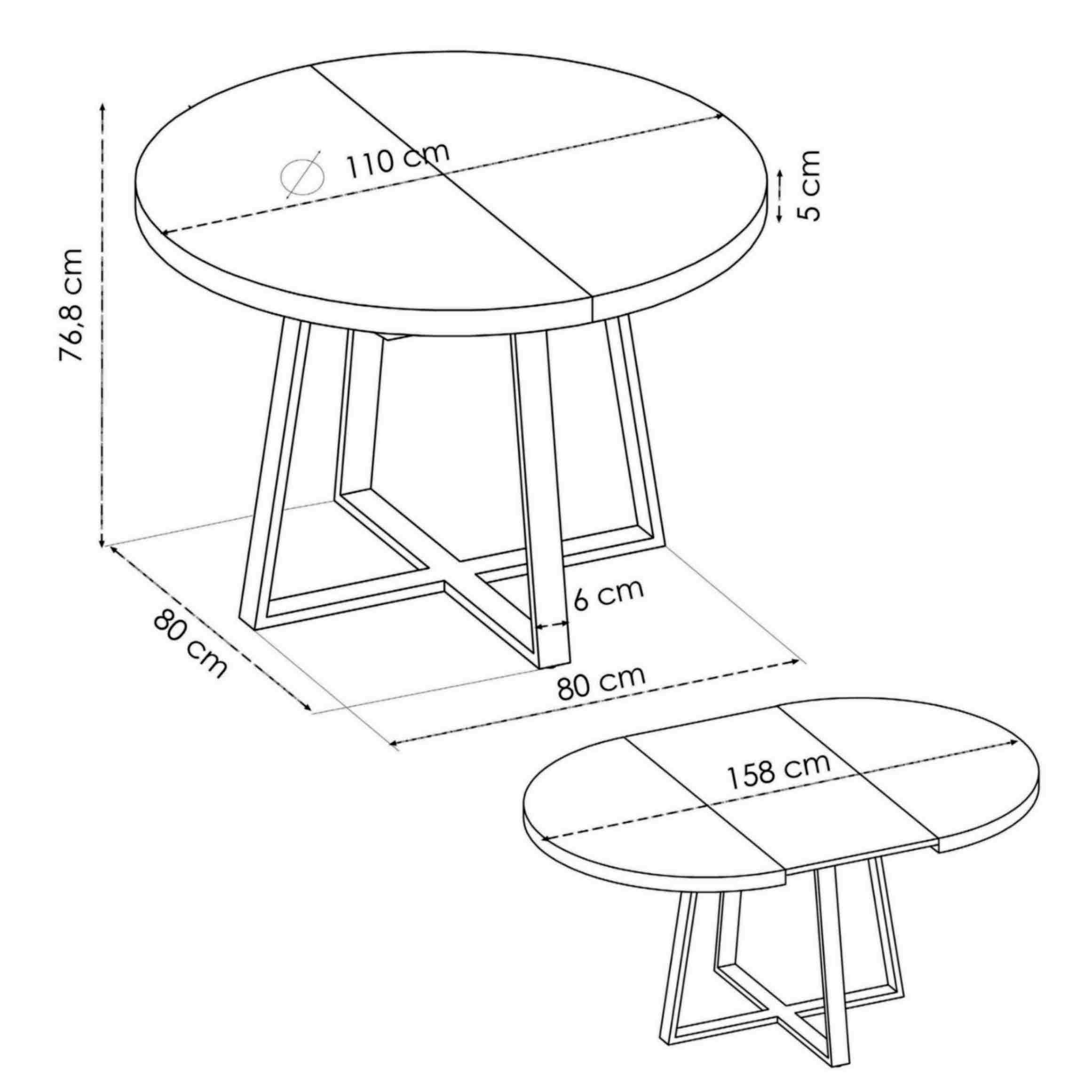 Dmora - Mesa fija Daureli, Mesa de comedor multiusos, Mesa redonda para la  cocina o el comedor