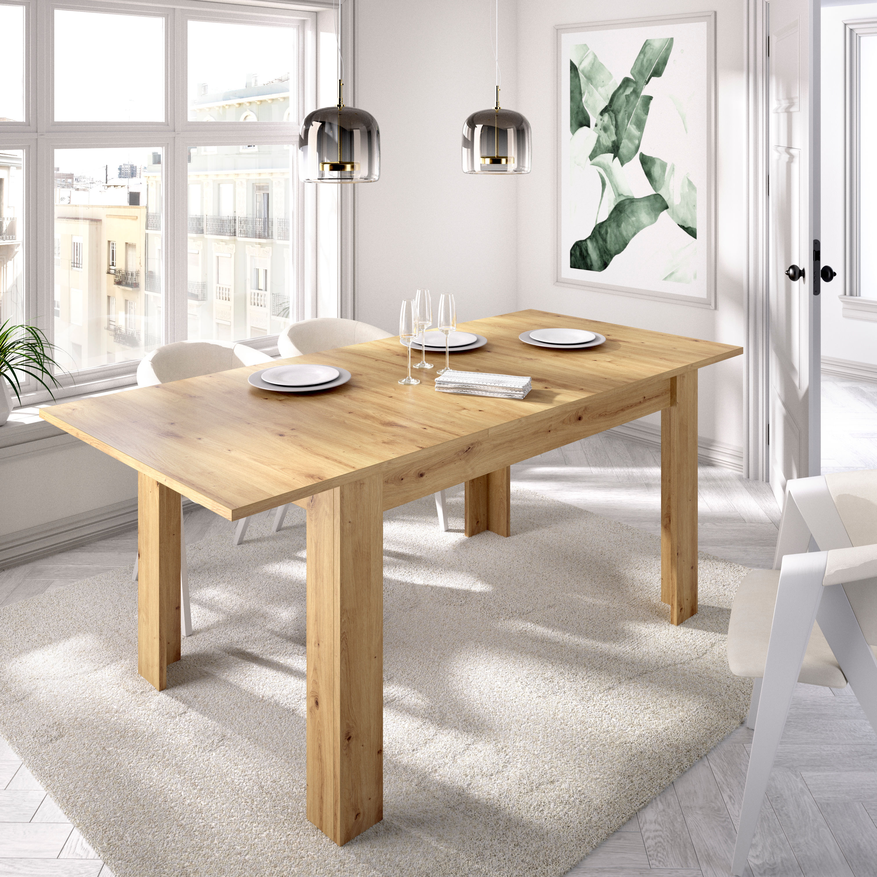 Mesa comedor fija Sami blanca 