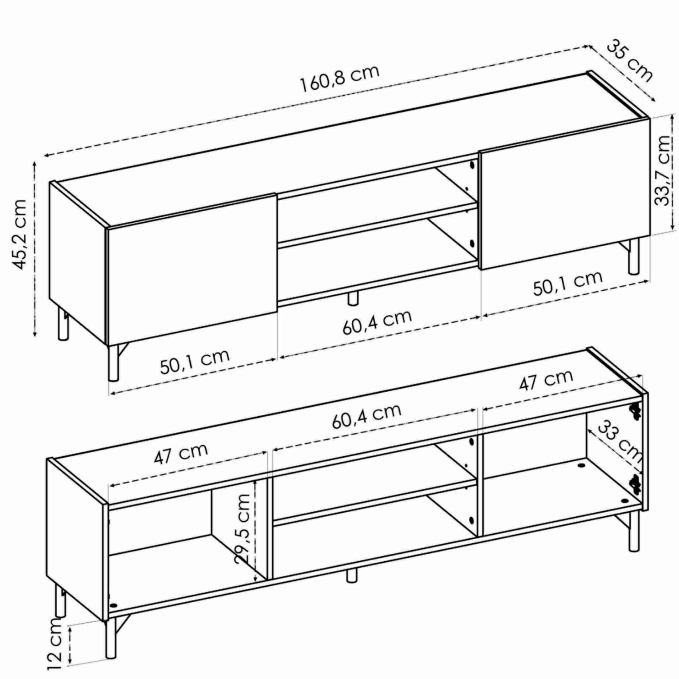 Mueble TV 165cm Nordic Grafito Mark 