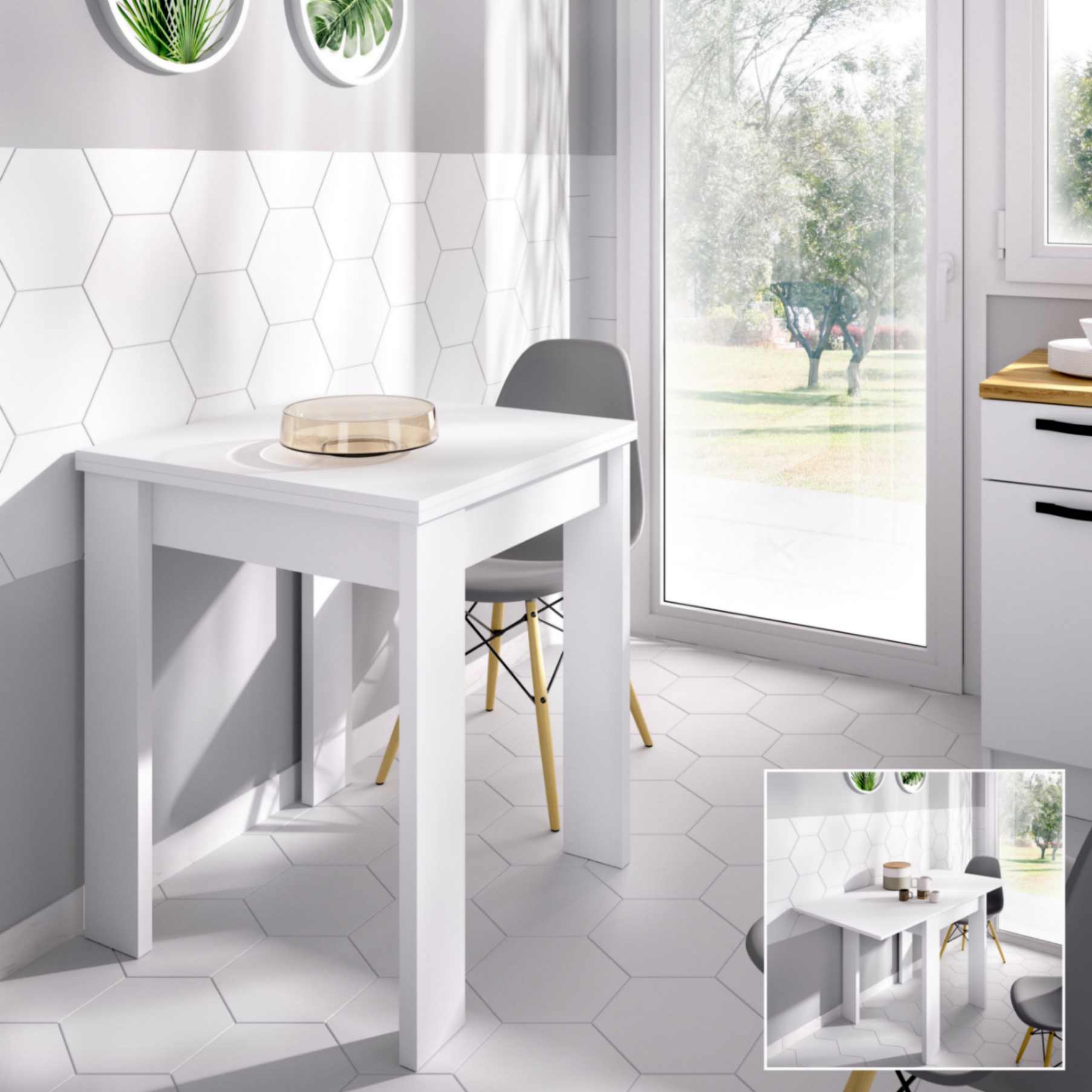 Mesa cocina extensible Bok blanco 