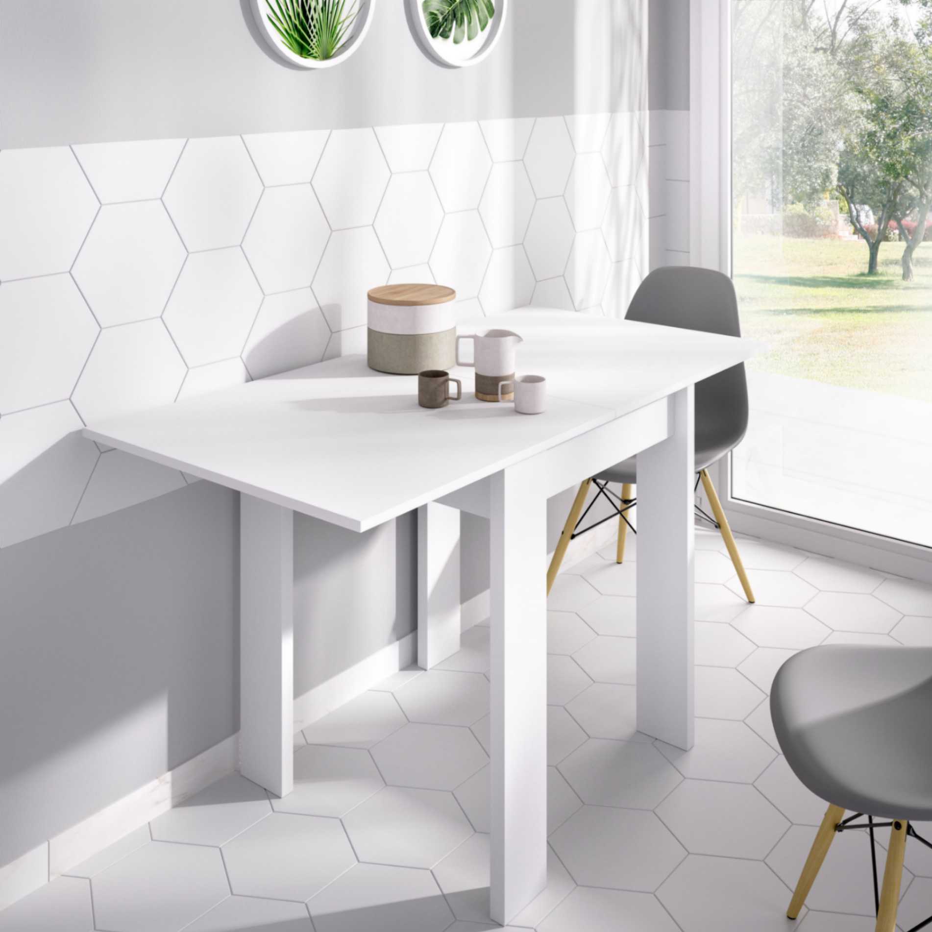 Mesa cocina extensible Bok blanco 