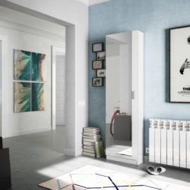 Zapatero de diseño moderno TIVOLI color blanco y madera de 73,5x23,5x81 cm  - Centro Mueble Online