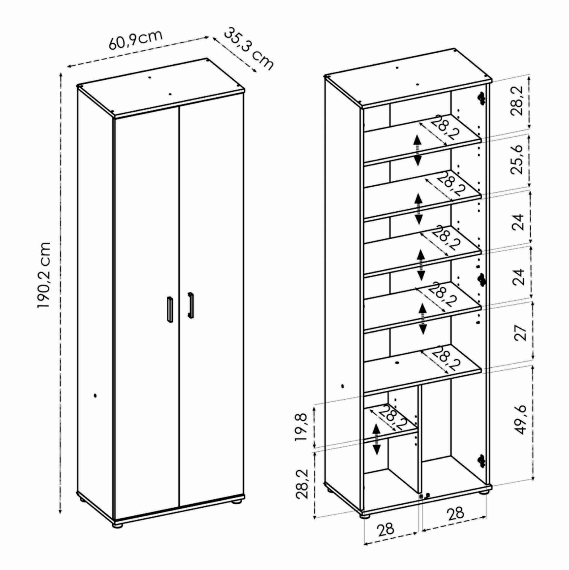 Armario multiusos Fit 2 puertas 6 estantes natural 190,2x60,9x35,3 cm