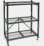 Refurbished Origami 3-Tier Foldable Metal Shelf w/ Wheels
