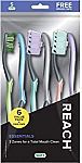 6-pack REACH Essentials Toothbrush with Toothbrush Caps