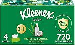 4-Box 180-Count Kleenex Lotion Facial 3-Ply Tissues