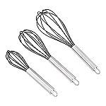 3-pack Amazon Basics Stainless Steel and Silicone Non-Stick Coated Whisk Set