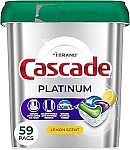 59-Count Cascade Platinum Dishwasher Pods (Lemon)