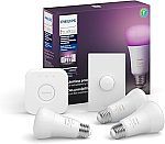 Philips Hue White and Color Ambiance Base Lumen (60W) Smart Button Starter Kit