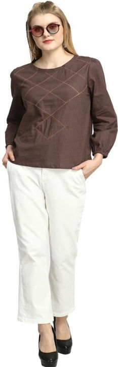 Brown Color Embroidered Cotton Top