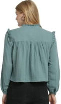 Olive Green Cotton Picoting Frill Top